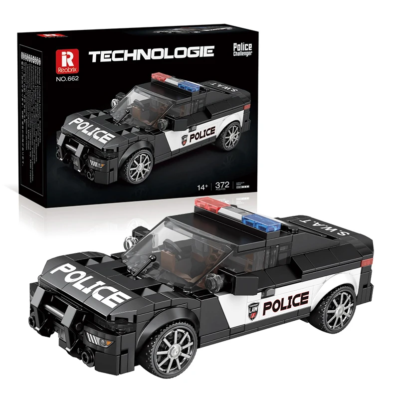 372PCS Police Car Model Building Blocks 1:24 SWAT Car Model Desktop Ornaments Collection Display Puzzle DIY Toys Holiday Gifts