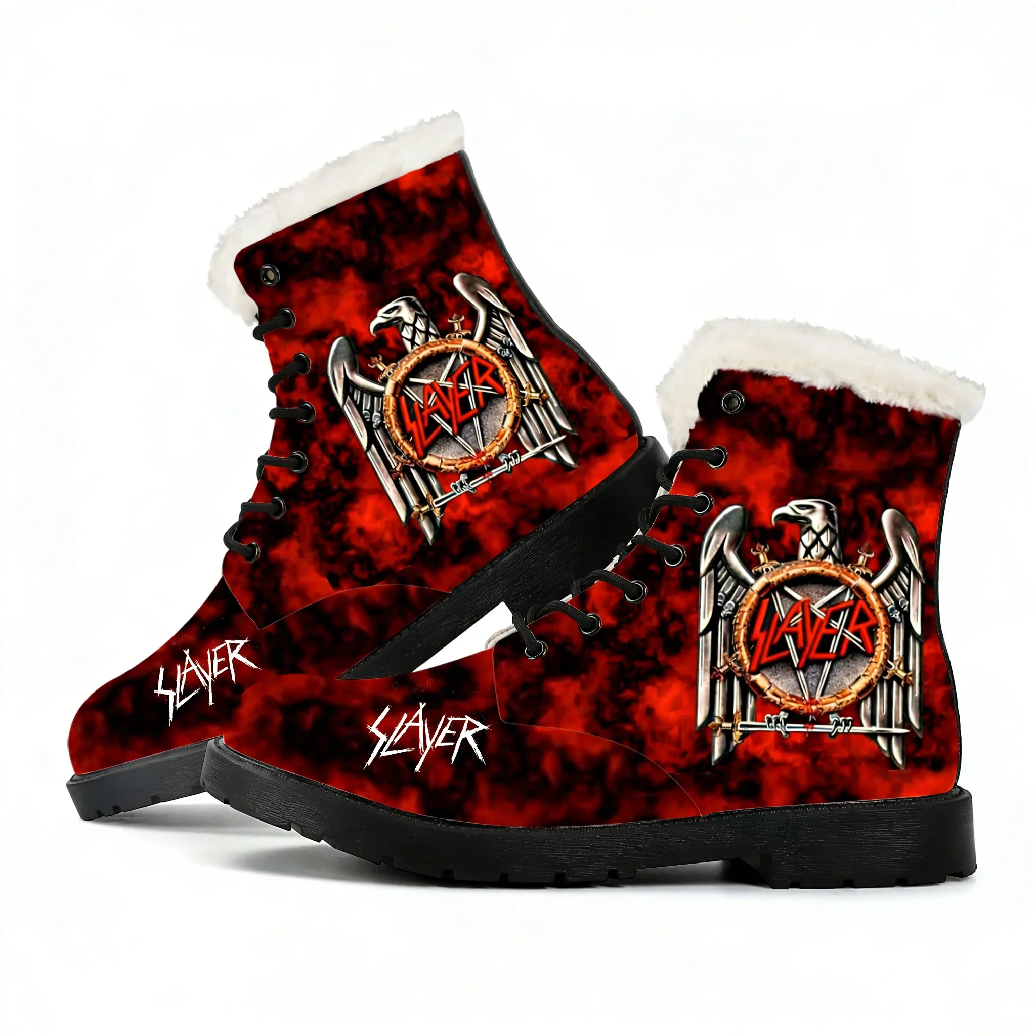 

Slayer Heavy Metal Band Plush Boots Mens Womens Teenager Shoes Outdoor Casual Boot Light Couple High quality Customize Boots