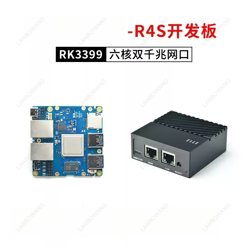 For NanoPi R4S Open Source USB3 Development Board 4GB, Rockchip RK3399 Dual Gigabit Demo Board with Metal Case, Power Optional