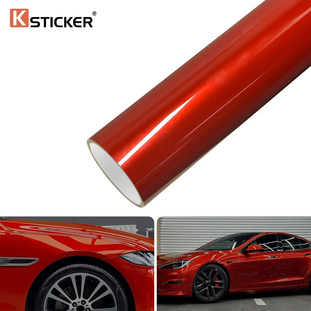

Metal Paint Red Vinyl Wrap Film for Car Body Modification Full Coverage Waterproof Sticker DIY Color Change Kit Accessories