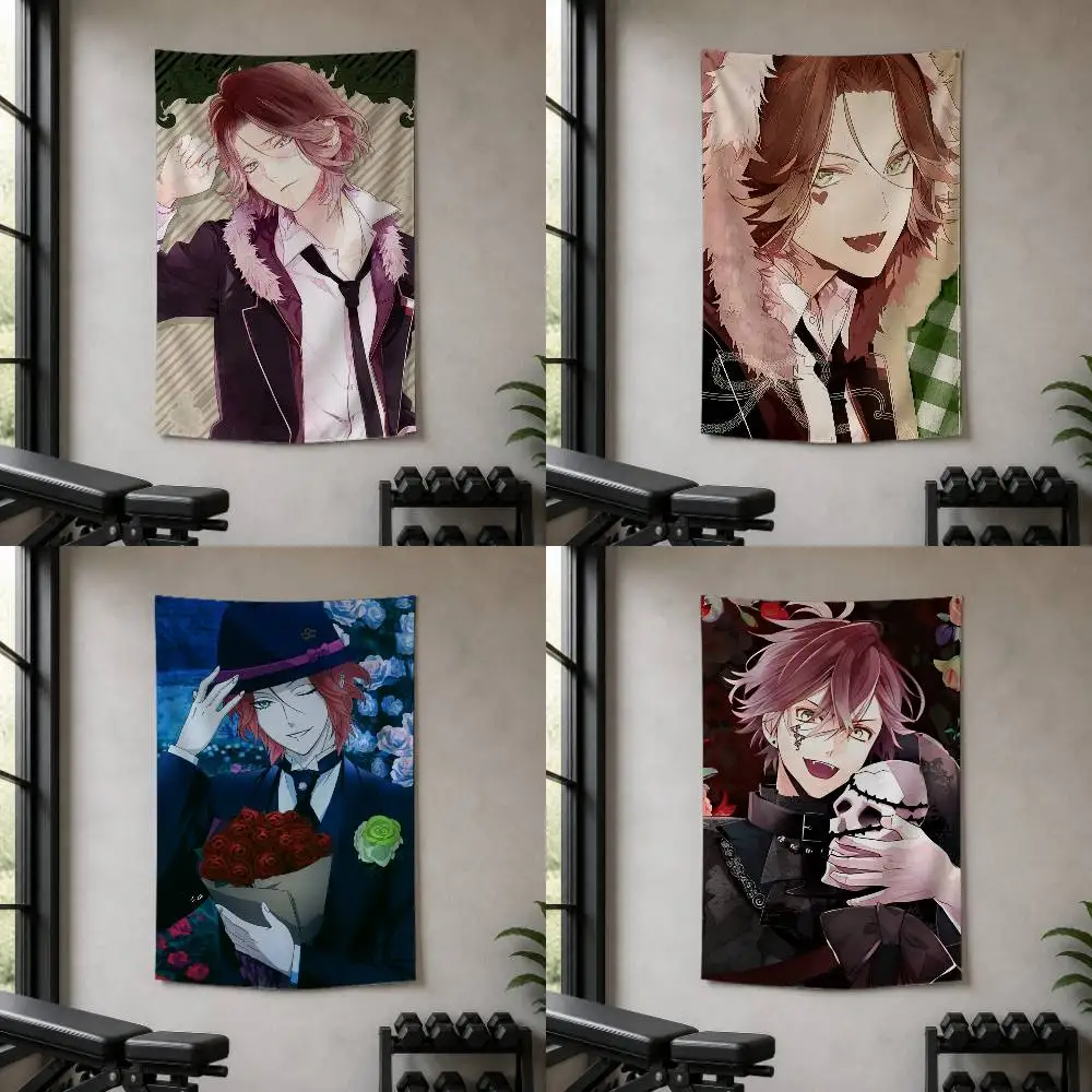 Cartoon Role Ayato Kanato Laito Kou Ruki Mukami Decorative Hanging Flag with Grommets for Garage Bedroom Dorm Wall Decor
