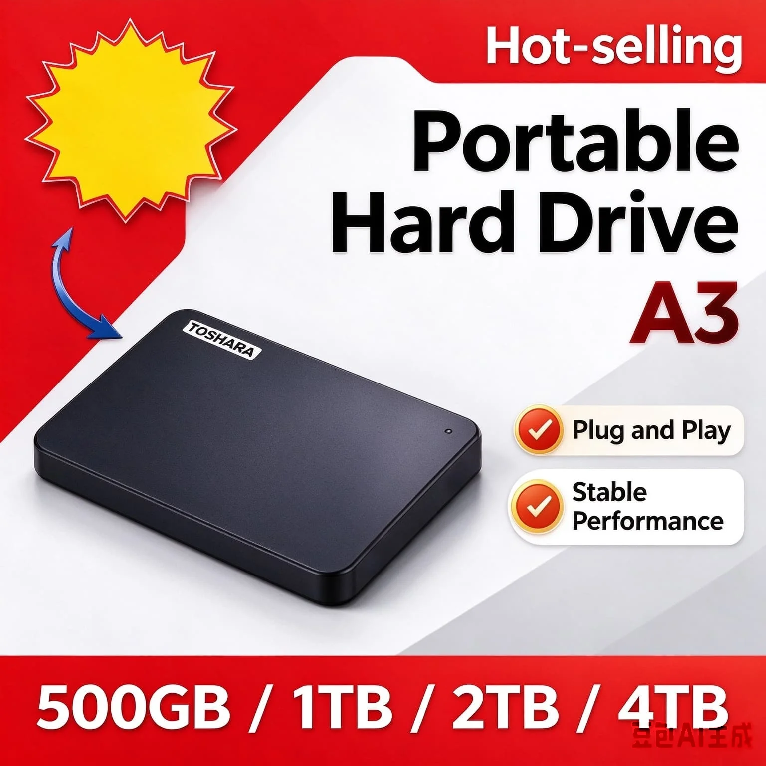 Encrypted Backup TOSHARA A3 Portable SSD 4TB 2TB 1TB 500GB Desktop Laptop Mac Boost Your Gaming Storage Drive Pro HDD