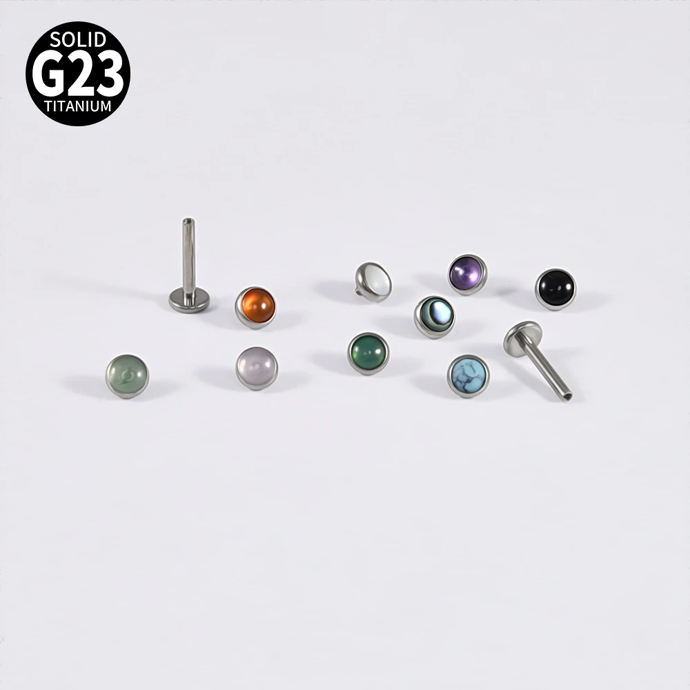 1 قطعة 16 جرام G23 التيتانيوم كريستال والحجر و قذيفة شقة الظهر Labret الشفاه مربط الأذن الزنمة الغضروف اللولب القرط هيئة ثقب المجوهرات