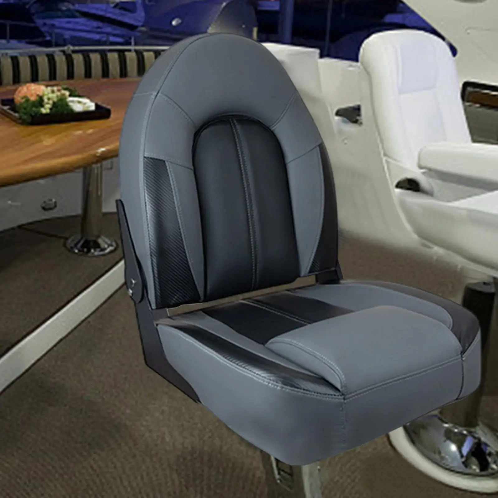 

High Back Folding Boat Seat Boat Cabin Seating Comfortable Replacement Chair Seat Soft Cushion Screw Mounting for Kayak Yacht