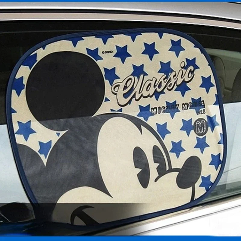 2pcs Disney Mickey Car Sunshade Anime Car Curtain Car Front Window Sunshade Shades Rear Window Sunshades Cover Mesh Visor Shield