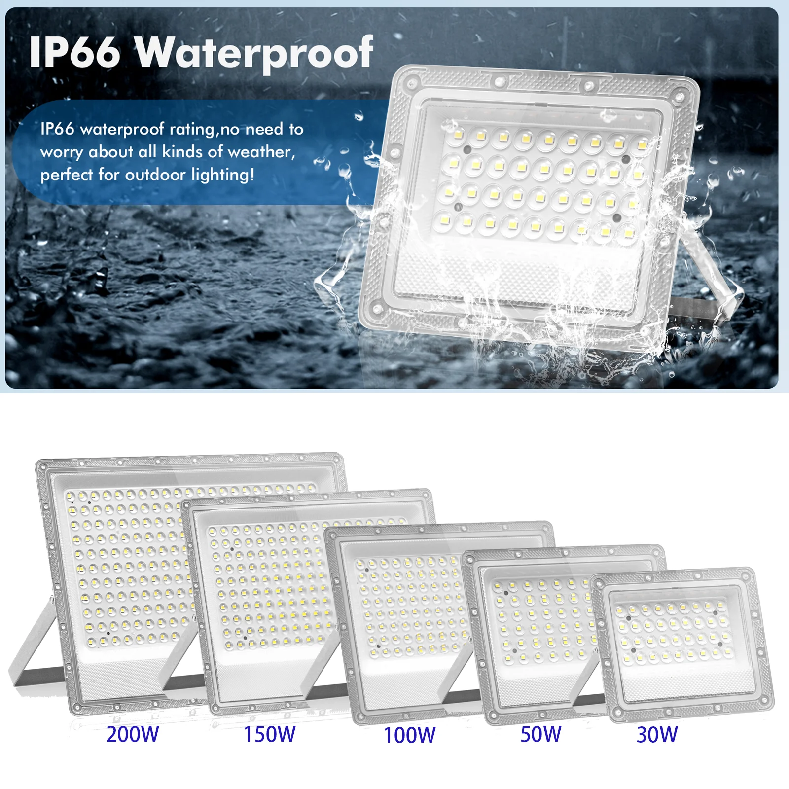 30W 50W 100W 150W 200W LED-Flutlicht 220V Außenbeleuchtung COB-Flutlicht LED-Strahler Wasserdicht IP65 LED-Projektor Außen-Straßen-Gartenlampe