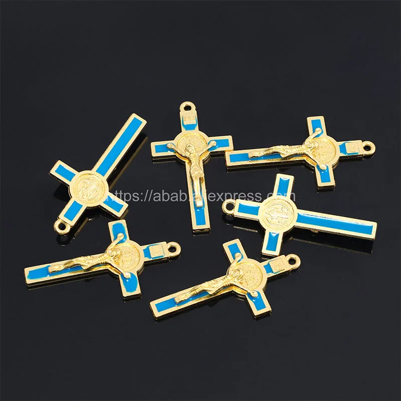 5 Pieces/Catholic Gold Plated Cross Charm Jewelry Making Supplies Christ Handmade Necklace Christ Gold Cross Accessories