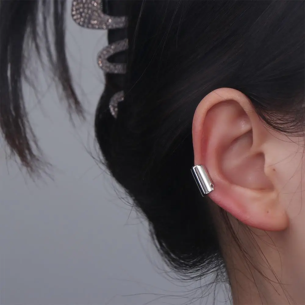 Non-Piercing Long Tube Clip Earring Copper Solid Color Ear Bone Clip Jewelry Accessories Helix Tragus Fake Ear Cuff Decoration