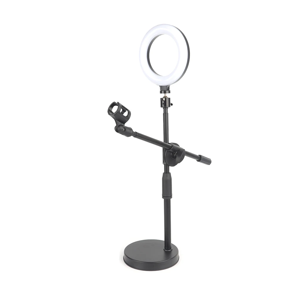 

Phone Holder and Fixed Metal Base with Adjustable LED Desktop Selfie Ring Light