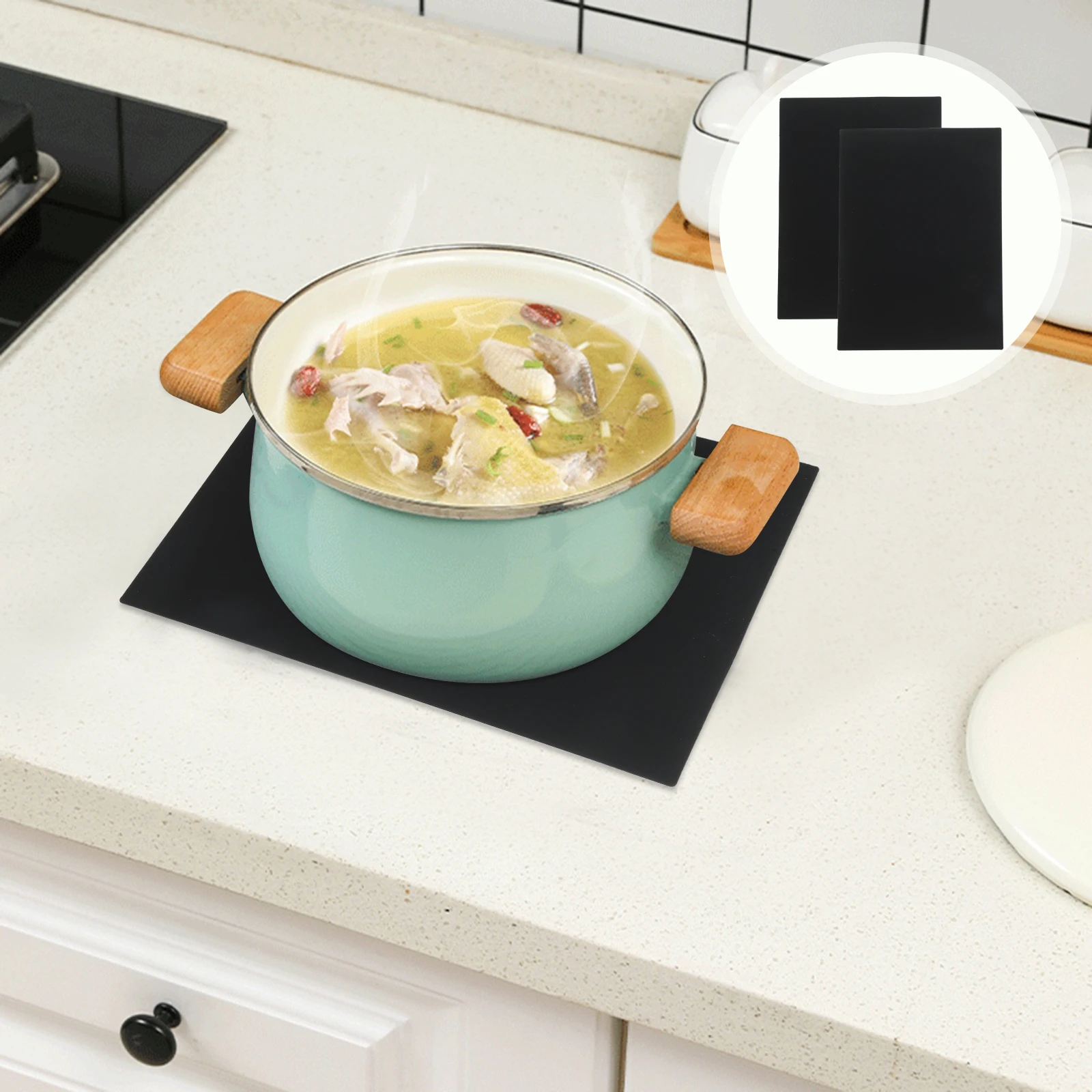 

2pcs Silicone Placemat Anti-Scald Heat-Resist Non-Slip Washable For Dining Home Outdoor Use Protective Cup Mats