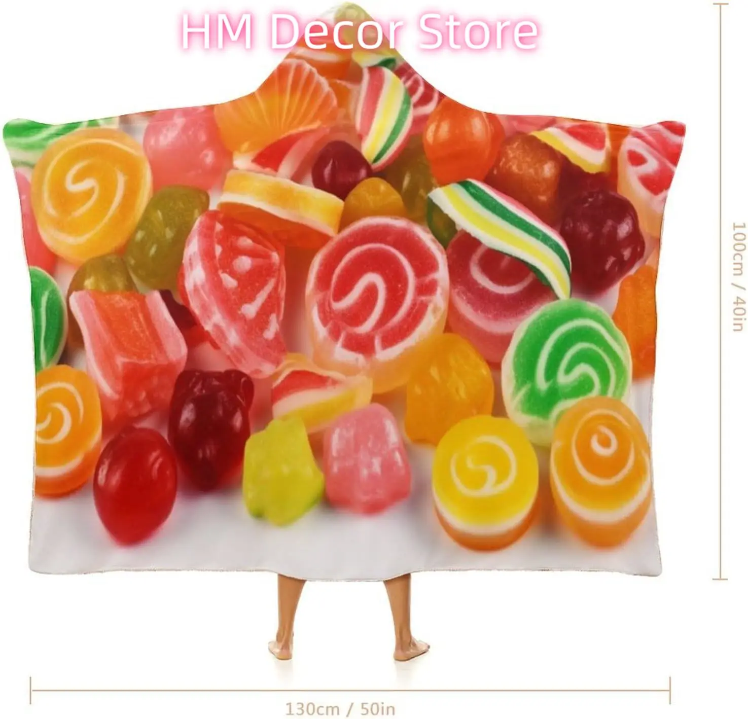 Fruit Candies Wearable Hooded Blanket, Ultra Soft Arctic Velvet Cape Cloak Unisex - Cozy Wearable Blanket