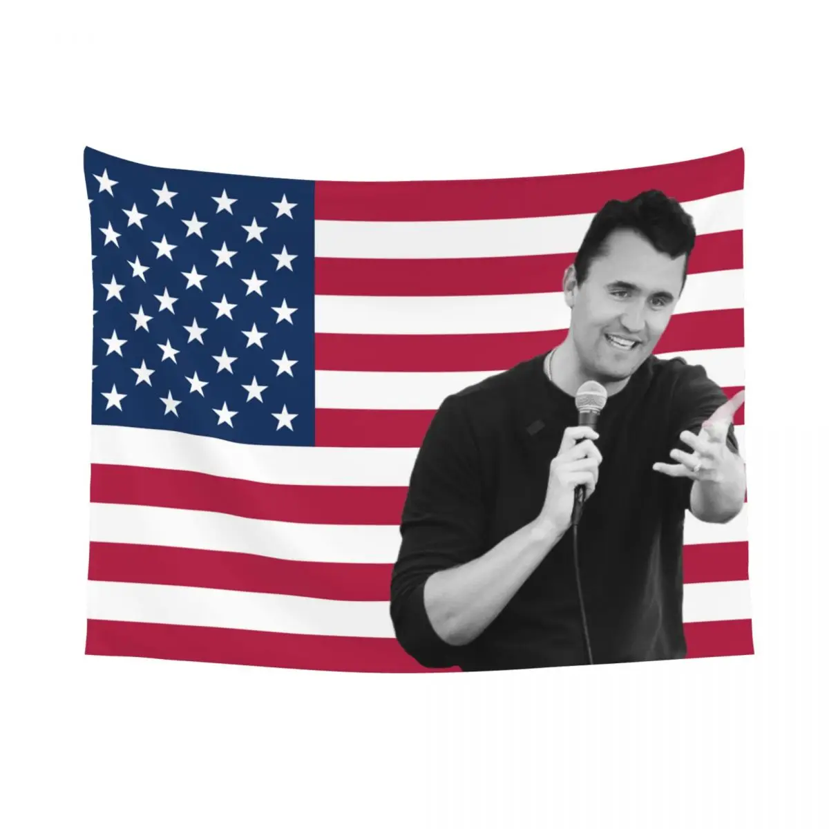 تشارلي كيرك العلم الأمريكي نسيج البوليستر الملون الجدار الشنق ديكور الغرفة غطاء الطاولة بطانية الرجعية