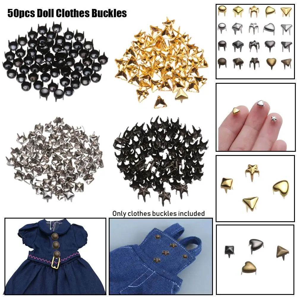 50pcs 4/5/6mm Metal Stuffed Toys Belt Buttons Doll Colthes Buckle Diy Dolls Buckles Bags Shoes Accessories