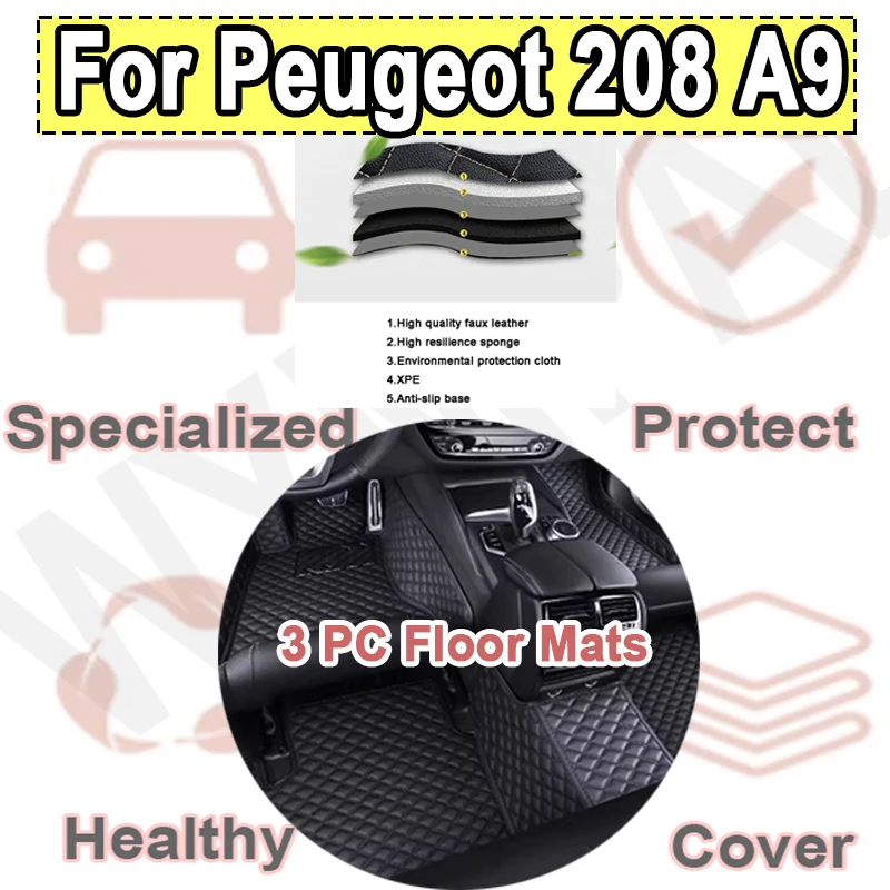 

Luxury Car Floor Mats For Peugeot 208 A9 2012~2018 Carpets Luxury Leather Mat Durable Rugs Anti Dirty Pad Set Car Accessories