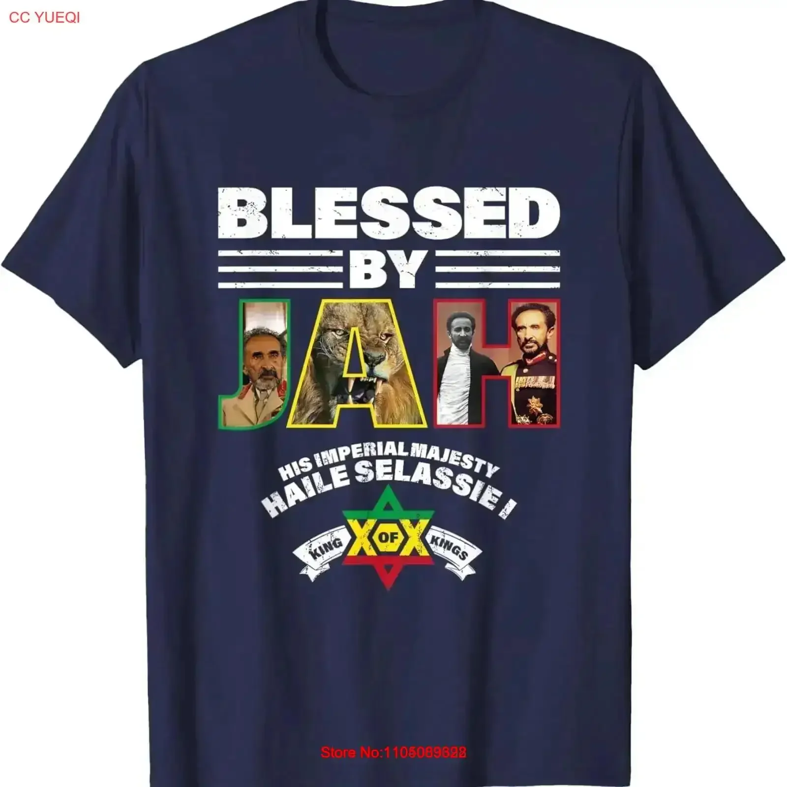 

Футболка Blessed by JAH Ras Tafari HIM Haile Selassie I, винтажная стираная уличная одежда, стильный домашний топ для повседневной носки, винтажная одежда