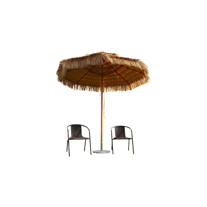 Outdoor simulated beach thatched umbrella hotel homestay wind-resistant waterproof straw umbrella outdoor central column large