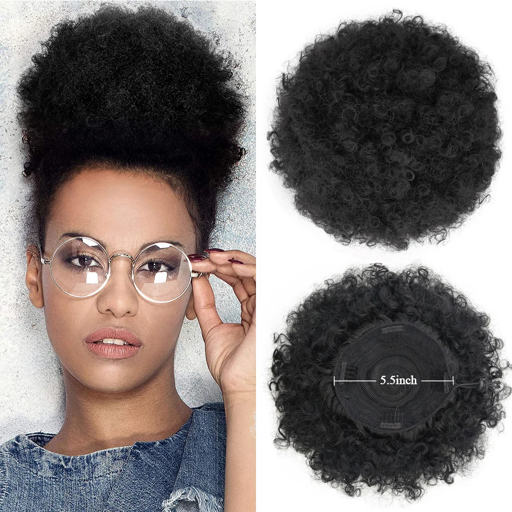 

High Puff Afro Ponytail Drawstring Afro Kinky Curly Pony Tail Clip in on Synthetic Curly Hair Bun Puff Updo Hair For Black Women