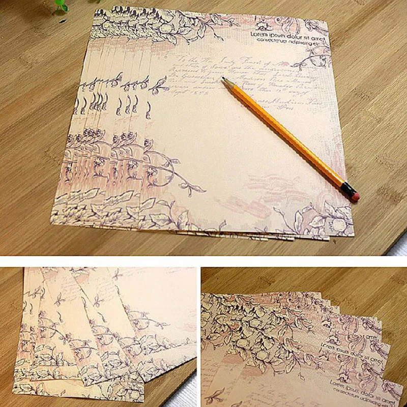 10 Sheets/set Vintage Message Writing Letter Paper Creative Flower Pattern Letter Pad Student Paper Letter For Office School