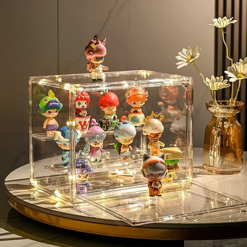 1/2/3/4PCS Acrylic Clear Display Storage Box for Fingures Foldable Display Case for Figurines Dolls Action Figure Organizer box