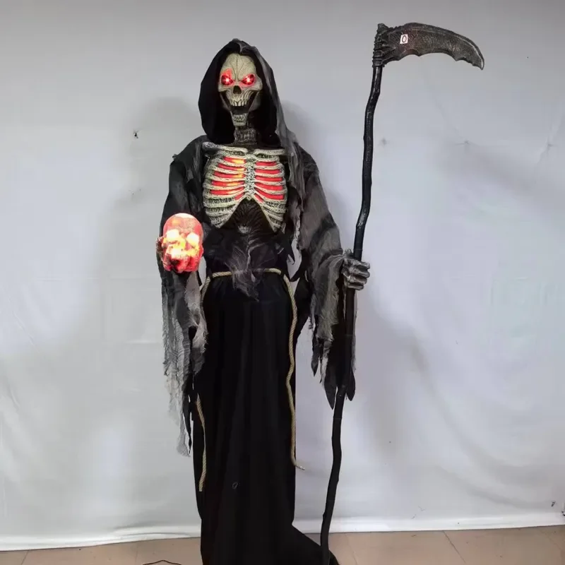 for Electric Animatronic Skull Decoration Simulated Skeleton Grim Reaper Model for Halloween Decoration