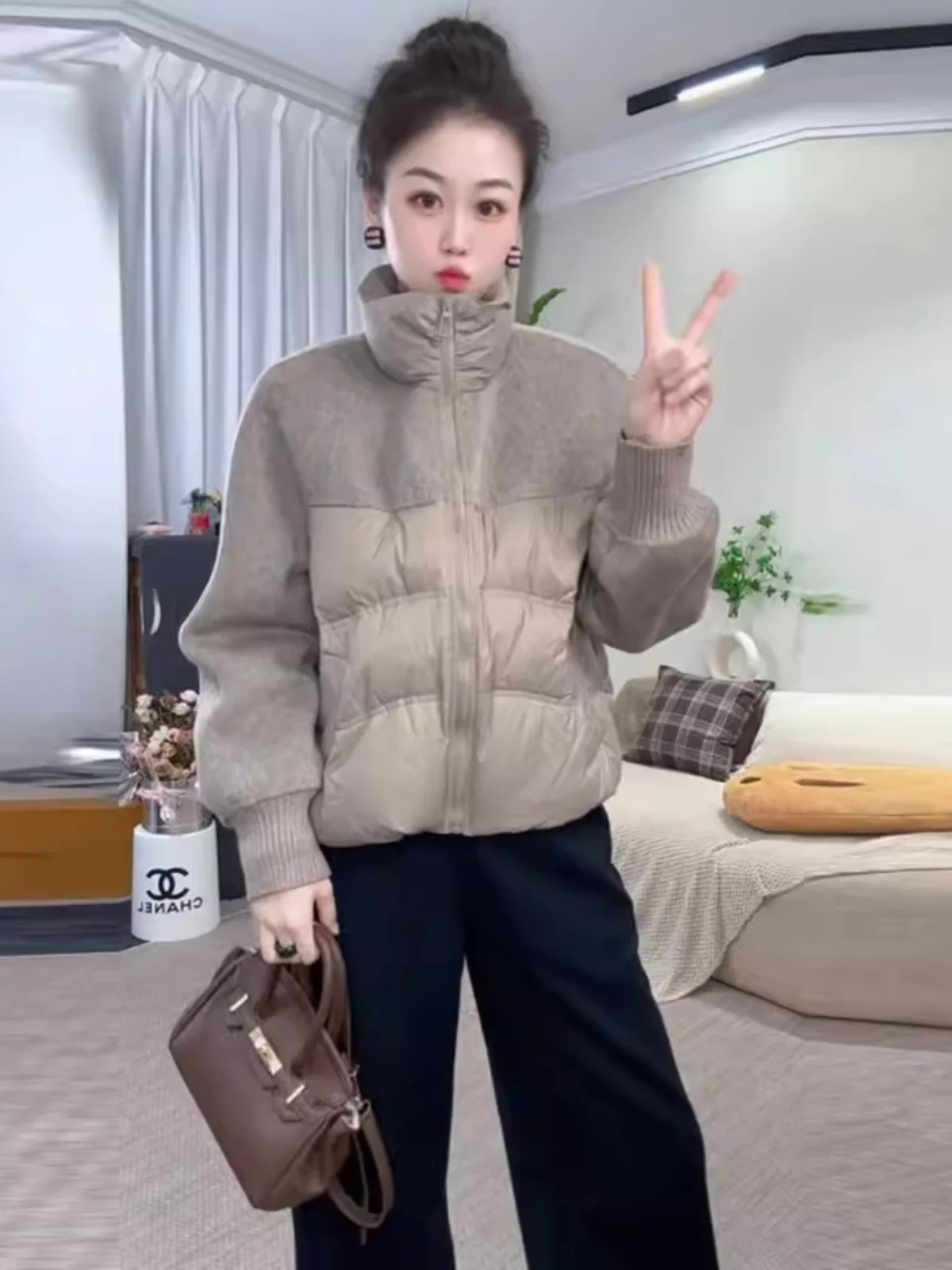 

Faionable Casual Cotton Jaet Women's Autumn Winter New Sle Color Blo Bread Sle Coat Warmth Small Size Ele