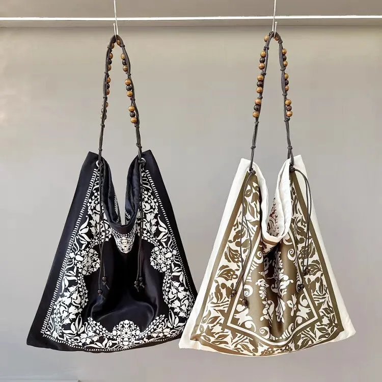 Tote Bag Large-capacity Commuter Beaded Single-shoulder Armpit Bag Handbag Women Print Fashionable Personality Summer
