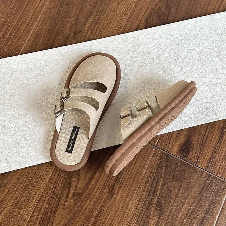 

2025 Summer New Boken Shoes, Women's One Step Shoes, Baotou Half Slippers, Breathable Soft Bottom, Comfortable Casual Slippers