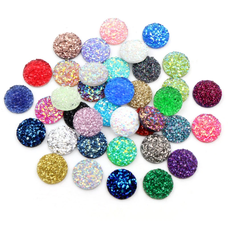 Moda 40 pz 8mm 10mm 12mm colori misti Druzy pietra naturale convesso retro piatto resina cabochon accessori gioielli forniture