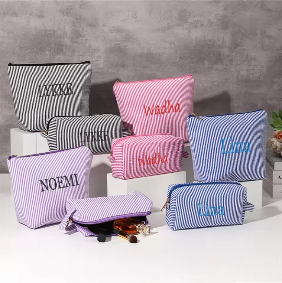 Personalized Name Makeup Set 2PCS Bags Custom Embroidered Letter Makeup Bag Large Capacity Toiletry Bag Travel Storage Bag Sets