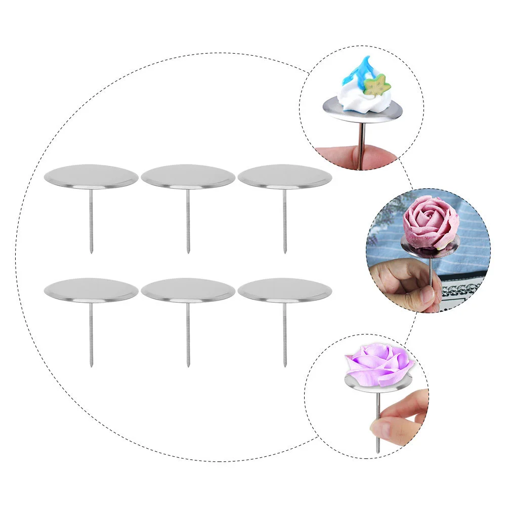 6 Pcs Manicure Tools Stainless Steel Mounting Nails Cake Decorating Supplies Flower Frosted Cupcake Silver for Metal