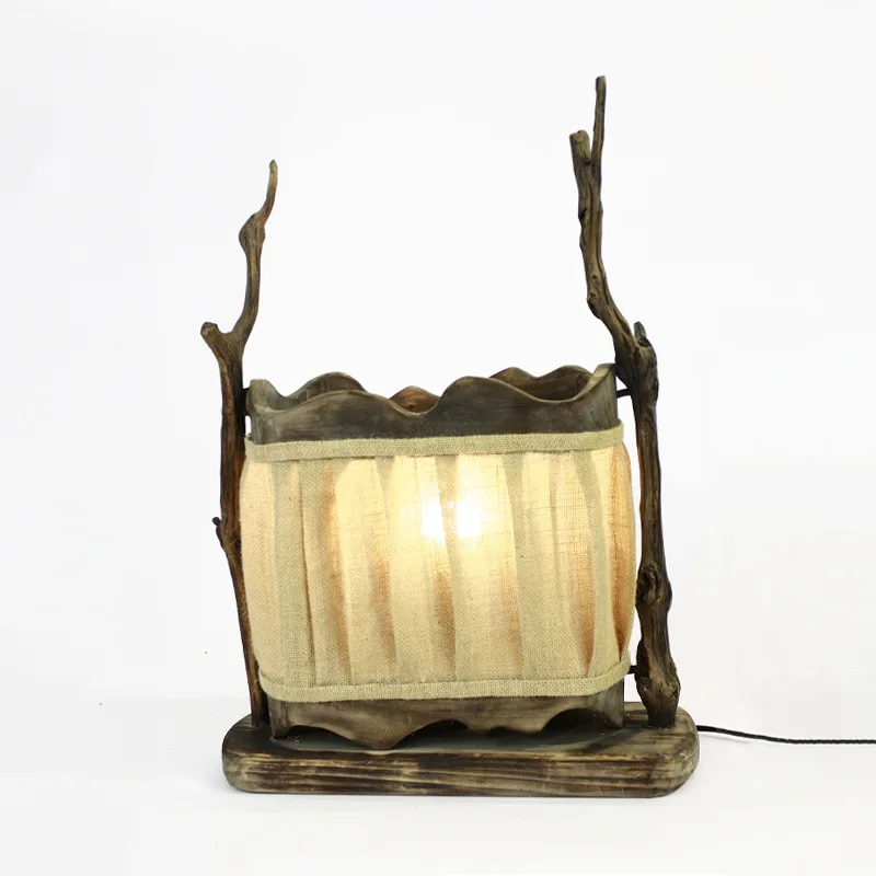

Wooden cotton yarn decorative craft floor lamps, pastoral homestay home furnishing hotel lighting ornaments