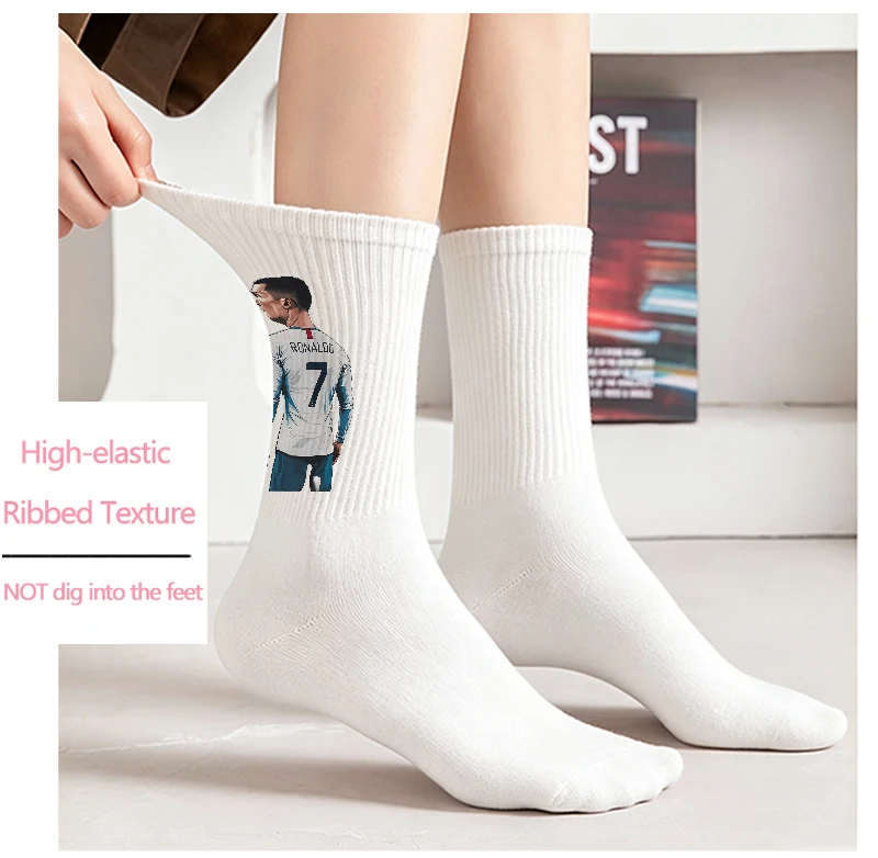 5pairs Cristiano Ronaldo CR7 Men Mid-Tube Socks Football Player Print Cotton Sockings Unisex Autumn Winter Absorb Sweat Socks view 6