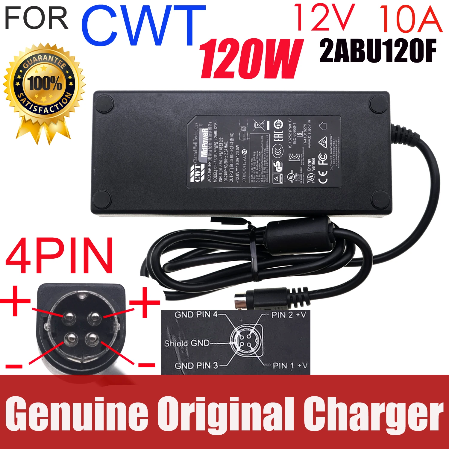 Adaptateur secteur authentique CWT 2ABU120F 12V 10A 120W pour QNAP Turbo Synology DiskStation NAS TS-419P+ TS-419P II TS-653B