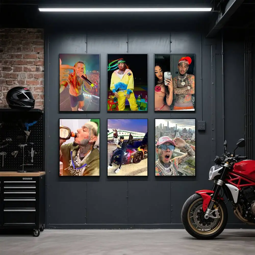 الراب 6-6ix 9-9ine ملصق فني ذاتي اللصق مقاوم للماء ورقة ملصق مقهى بار غرفة جدار ديكور