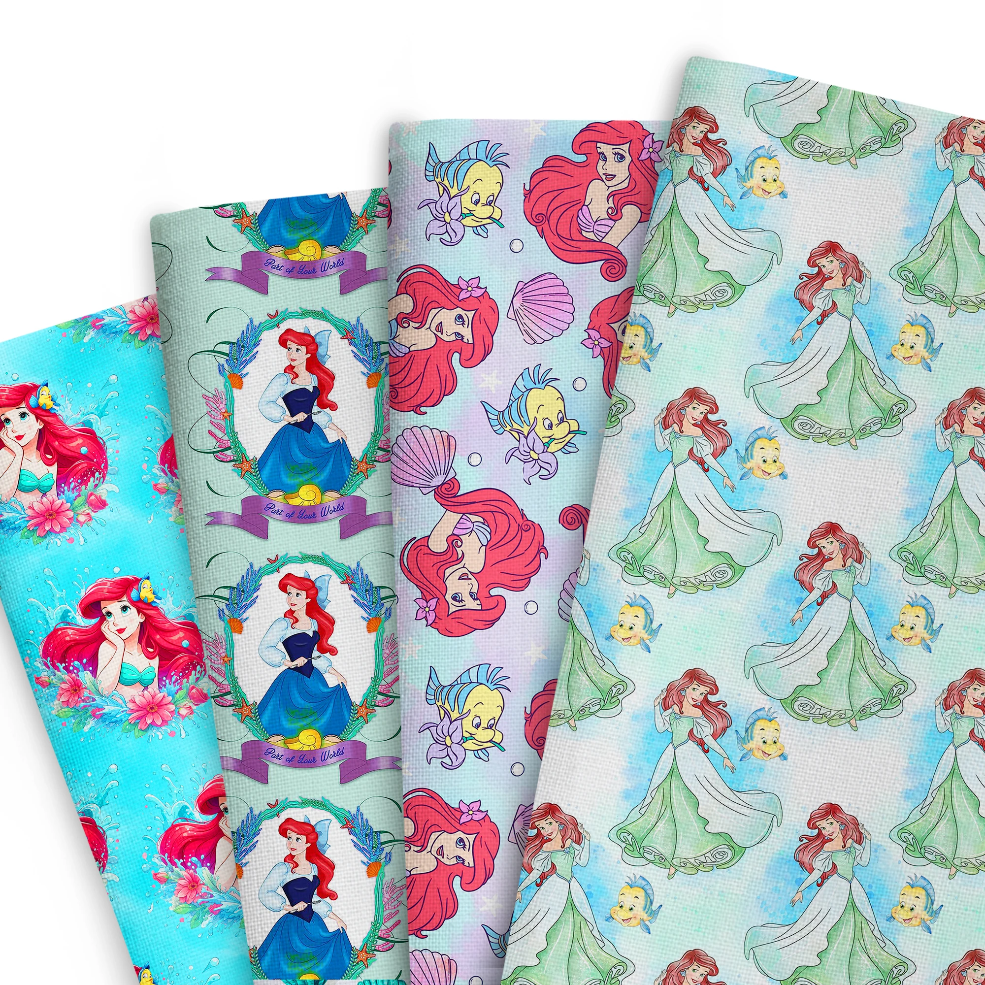 

Disney Mermaid Ariel Patchwork Polyester and Cotton Fabric Tissue Sewing Quilting Fabrics Needlework Material DIY Handmade
