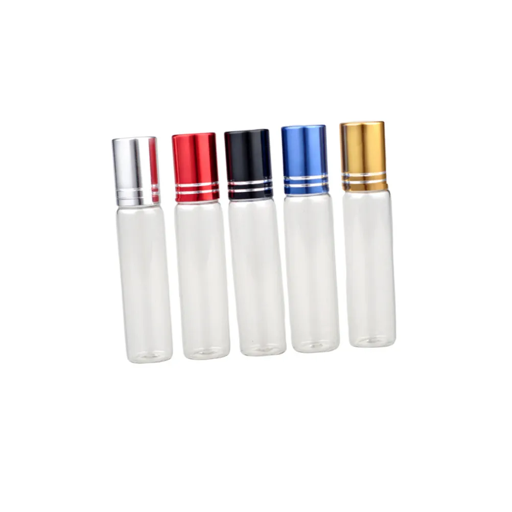 5Pcs Essential Oil Roller Bottles Glass Empty Bottle 10Ml Leakproof Refillable Subpackaging Bottle Travel Use Multiple Colors view 5