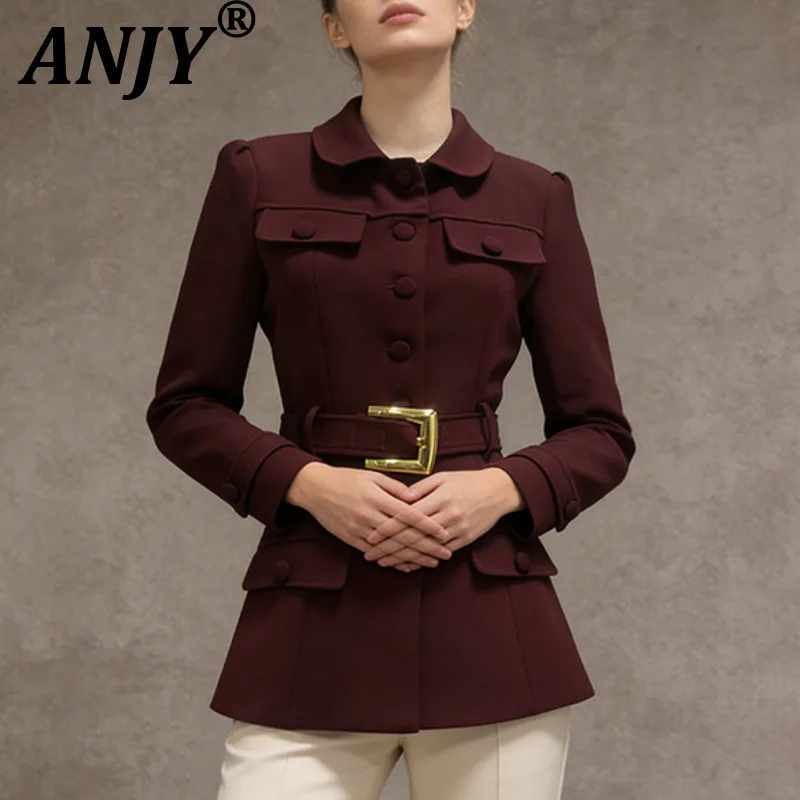 

ANJY 2026 Spring Autumn New Women Trend Waist-Cinching Long Sleeve Slim Fit Casual Blazer Ins High-End Office Lady Jacket A19501