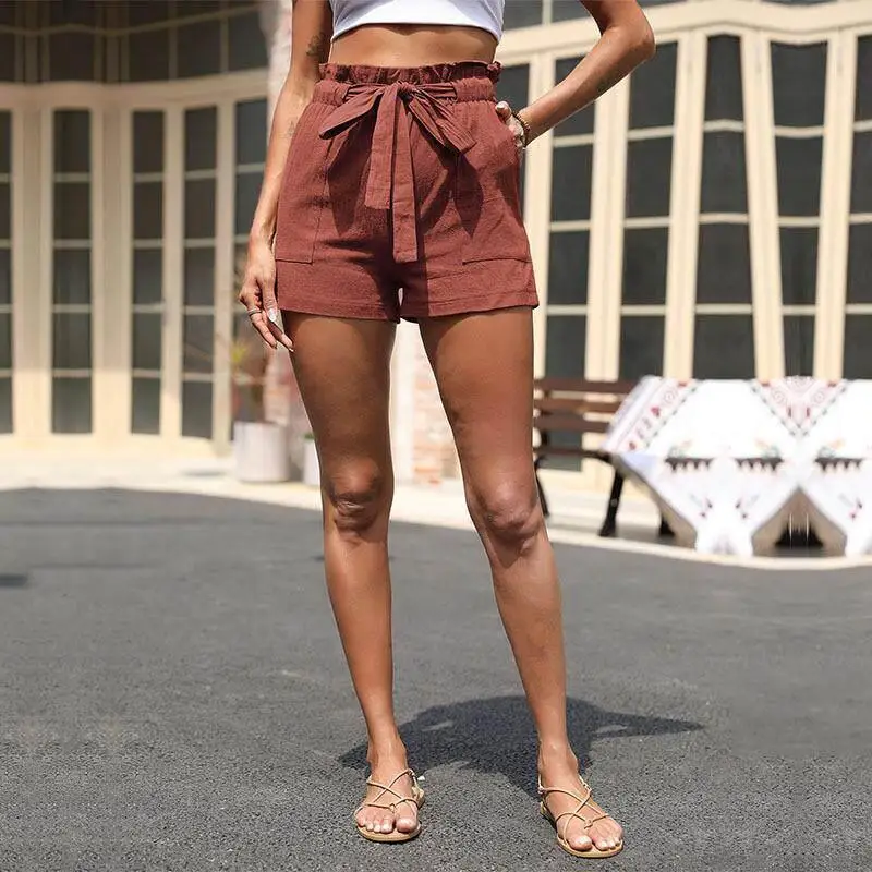 

Casual Loose Cotton Linen Shorts Women's Holiday Wide Leg Pants High Waist Comfortable Breathable Summer Fashion plus Size