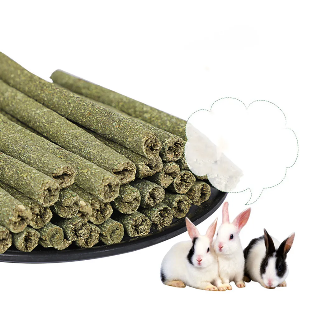 20Pcs Organic Grass Molar Rod Chew Sticks Healthy Teeth Aid for Rabbits Hamsters Guinea Pigs Small Pets