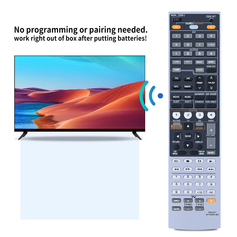 NEW Replacement For Yamaha RAV347 WT92830 Audio Receiver Remote