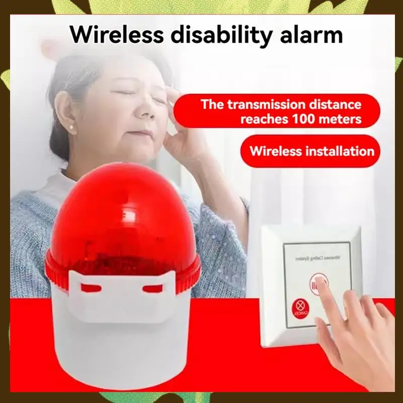

Caregiver Pager Alarm SOS Button Wireless Sound And Light Alarm For Elderly Disabled Seniors Toilet Bathroom-[Y03A]