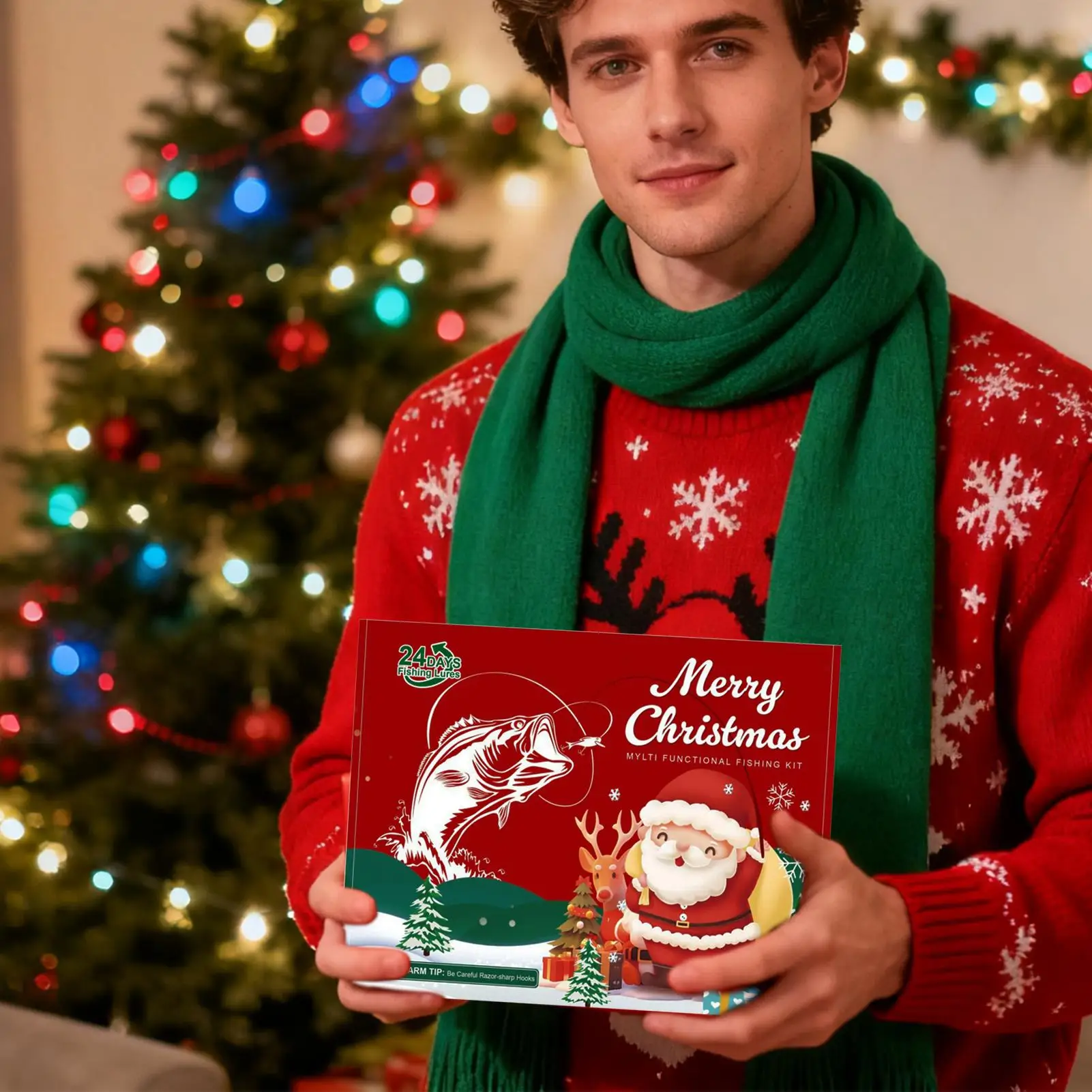 2025 Kerst Countdown 2025 Advent Kit 24 Dagen Kerstkalenders Kunstaas Tackle Set Voor Mannen Liefhebbers Beginners