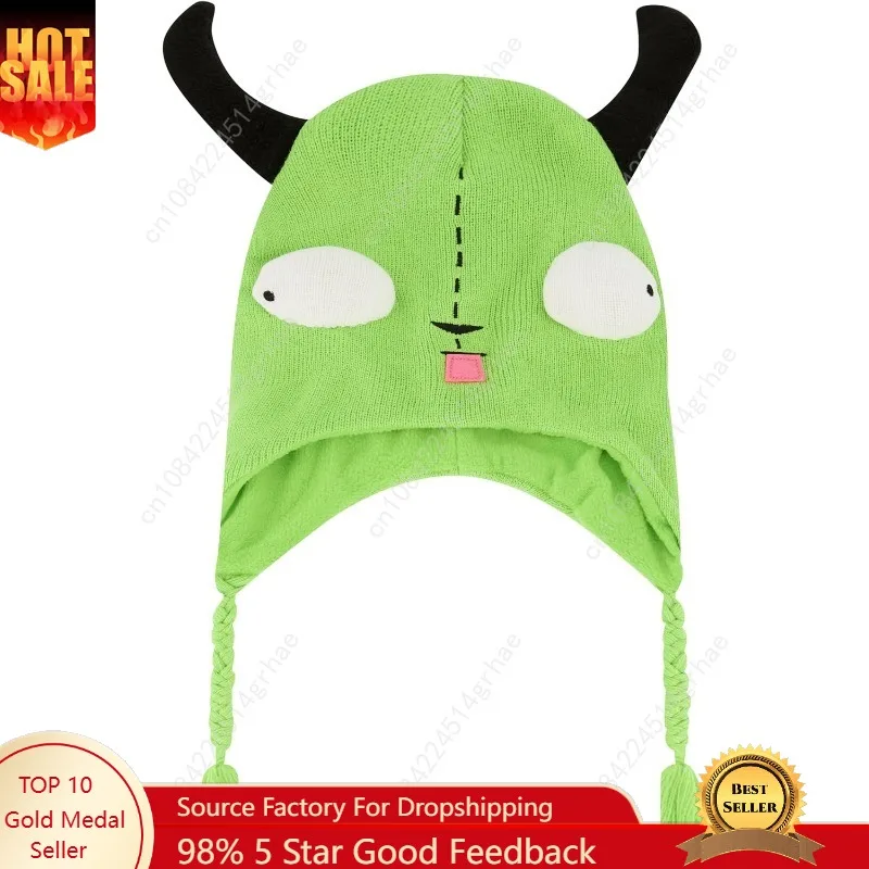 

Invader Zim Beanie Hat, Gir Winter Knit Cap with Ears