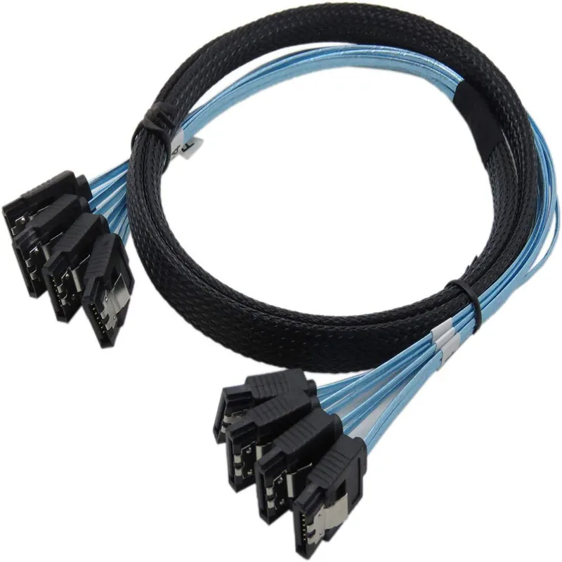 Cable de datos de serie de alta velocidad, Cable SAS de datos SATA3 de doble canal con blindaje de papel de aluminio, 4 piezas/6 piezas, SATA 3, 6gbps, X 4