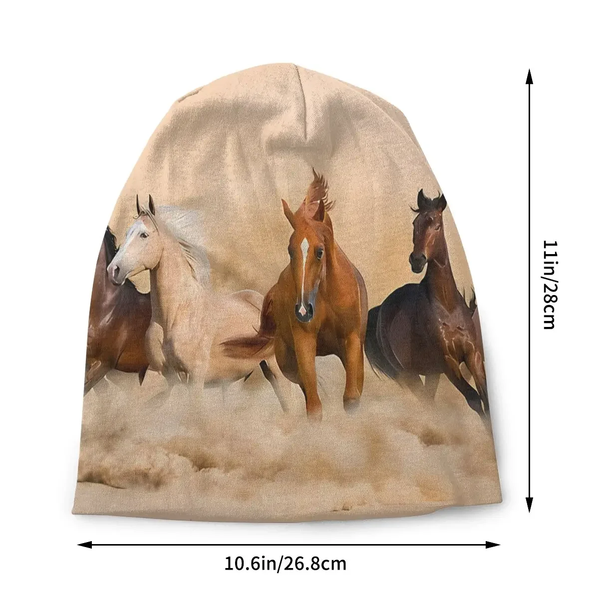 Thin Bonnet Hats Galloping Horses Men Women's In Sand Cap Street Skullies Beanies Caps