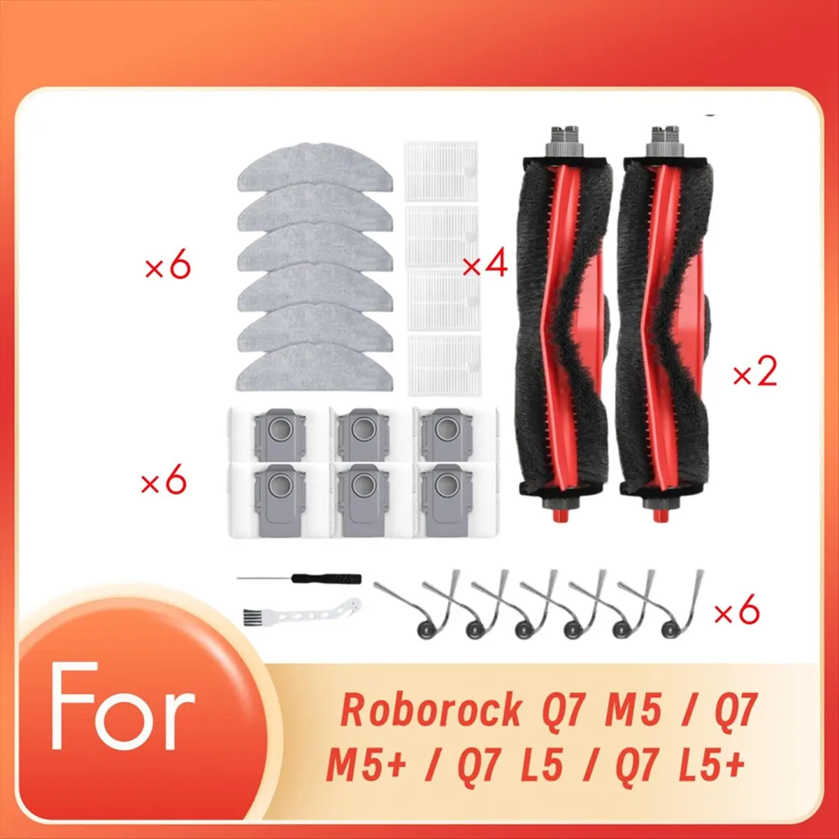 

Набор из 26 предметов для робота-пылесоса Roborock Q7 M5 / Q7 M5+ / Q7 L5 / Q7 L5+: основная и боковые щетки, насадки для влажной уборки, фильтры, мешки для сбора пыли