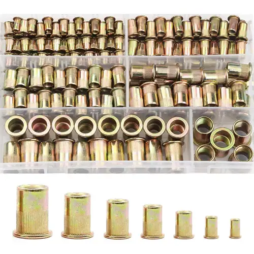 Imagen 2 del producto Kit de tuercas de remache de 320 piezas, juego surtido de tuercas de inserción de cabeza plana, surtido de tuercas de inserción roscada, pernos y tuercas de M3-M12