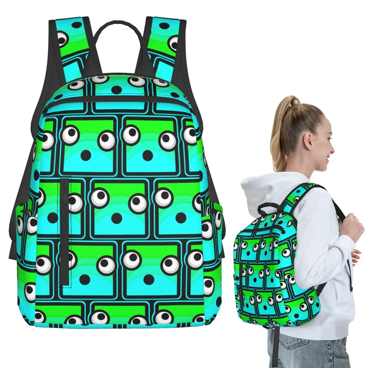 

Video Game Geometry Dash Backpack Student BookBag Kids School Bag Laptop Shoulder Bags Boys Girls