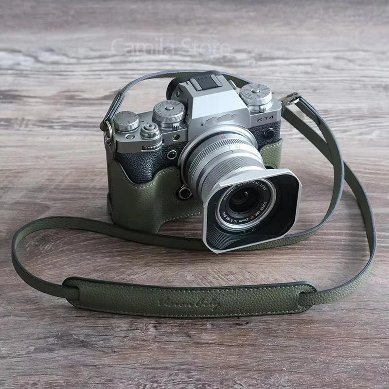 handwork Photo Camera Genuine leather cowhide Bag Body BOX Case For Fujifilm XH2 XH2S XT4 X-T4 Protective sleeve straps base