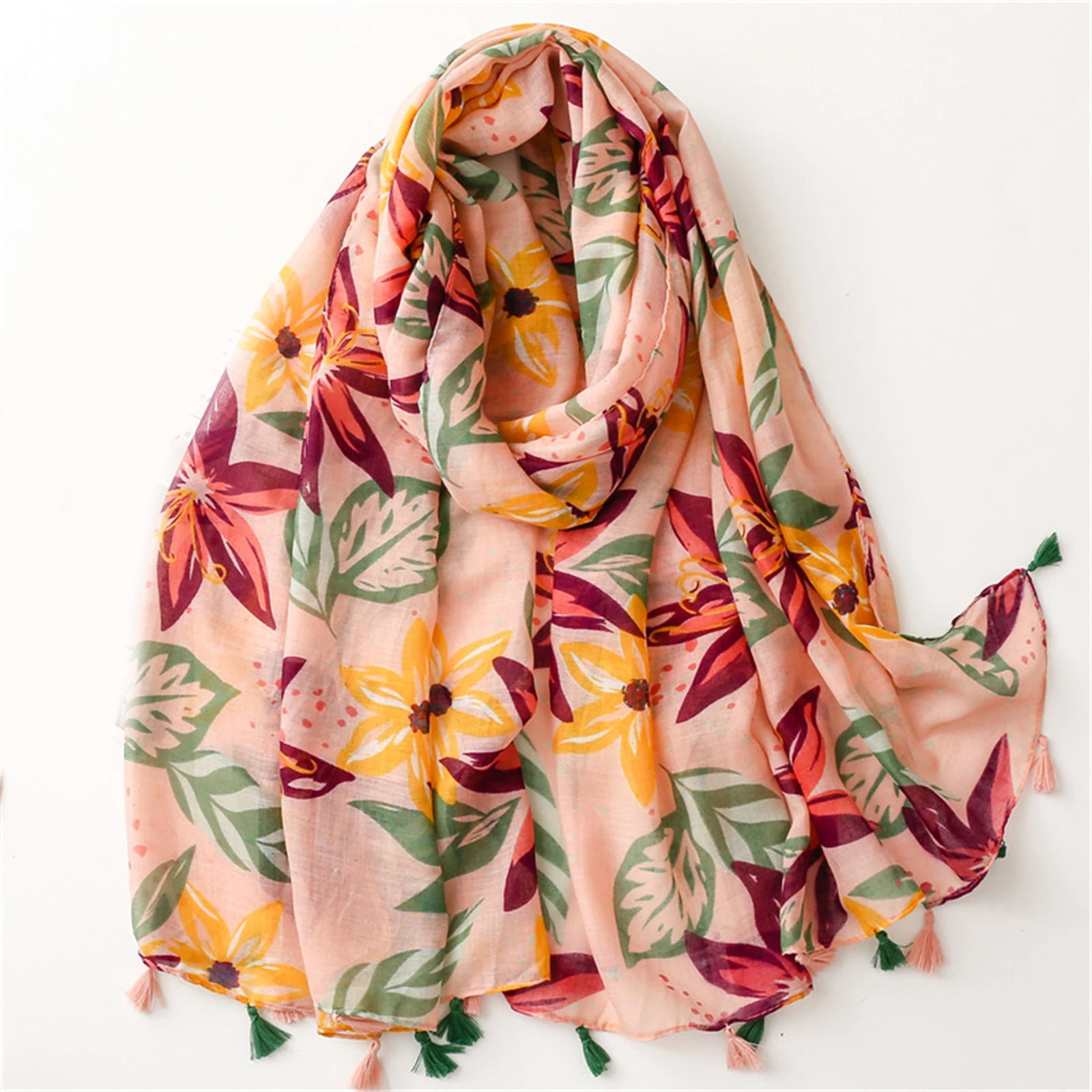 Female New Style Tassels Shawls 180 * 85cm Muslim Headscarf, The Four Seasons Windproof Beach Towel, Fashion Print Warm Bandanna